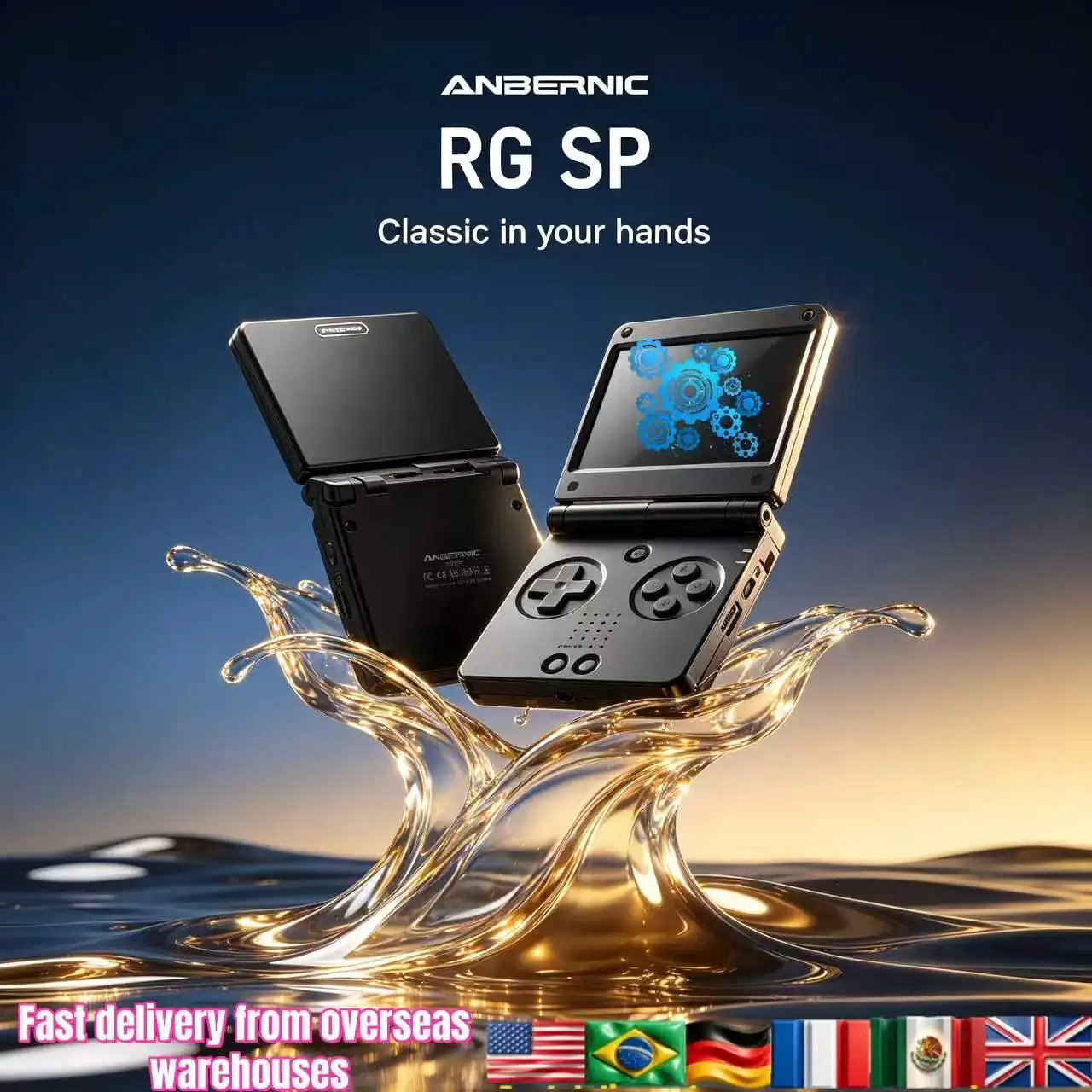 Фото Портативная игровая консоль Anbernic RGSP Flip Classic с 3,4-дюймовым IPS-экраном, Linux 64-бит, 3300 мАч, ретро-игровая приставка, Wi-Fi, HD-подключение к телевизору RG SP №1