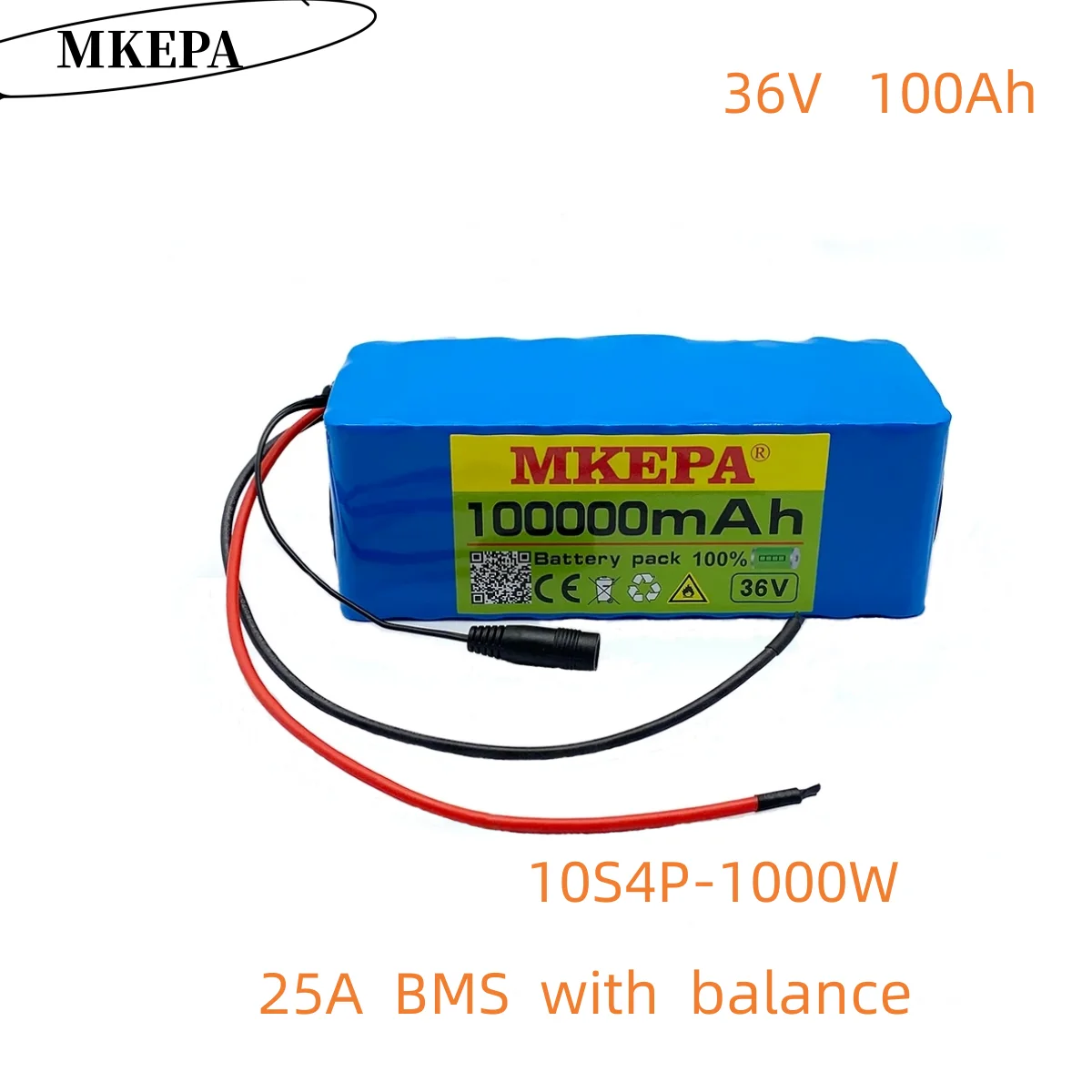 

Mkepa lithium battery 18650 10s4p 36V 100000mAh for bicycle electric vehicle 750w-w with BMS 25A