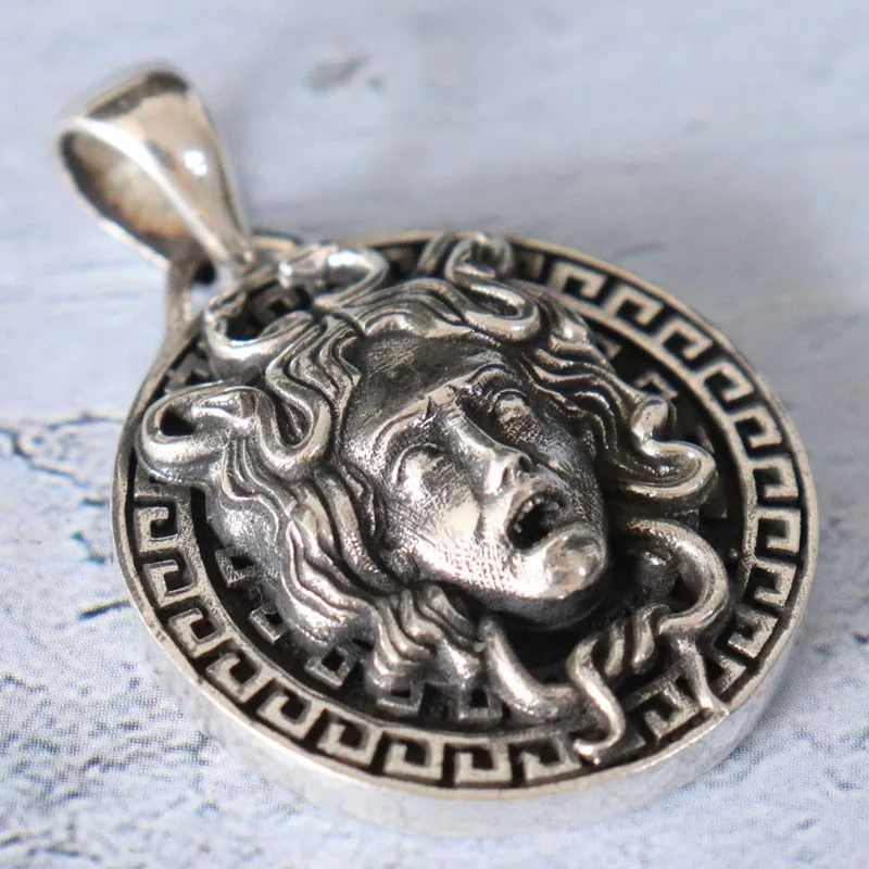 11 г 3D сказочный кулон Medusa Gorgon Art Relief индивидуальный из твердого серебра 925 пробы
