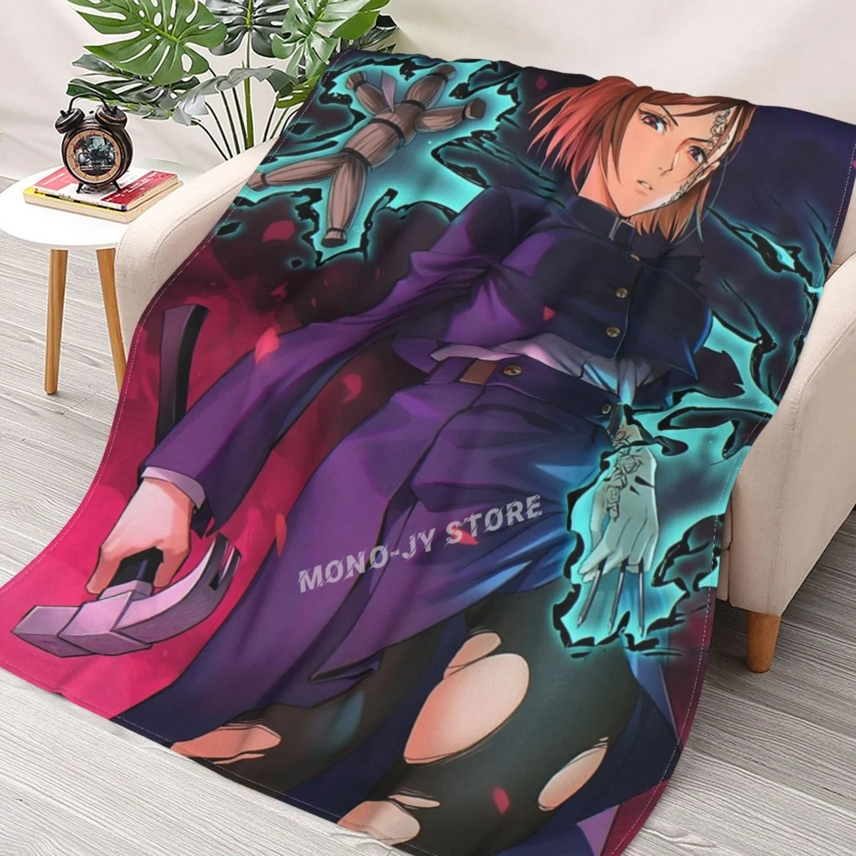 

4K Kugisaki Nobara Throw Blanket Sherpa Blanket Bedding soft Blankets