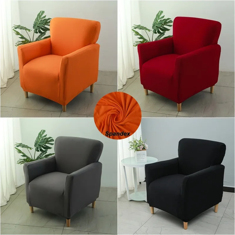 

Solid Color Tub Chair Cover Stretch Spandex Club Armchair Sofa Slipcover Elastic Single Couch Covers for Bar Counter Living Room