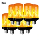 8 шт., светодиодсветодиодный лампы с эффектом пламени, E27, E14