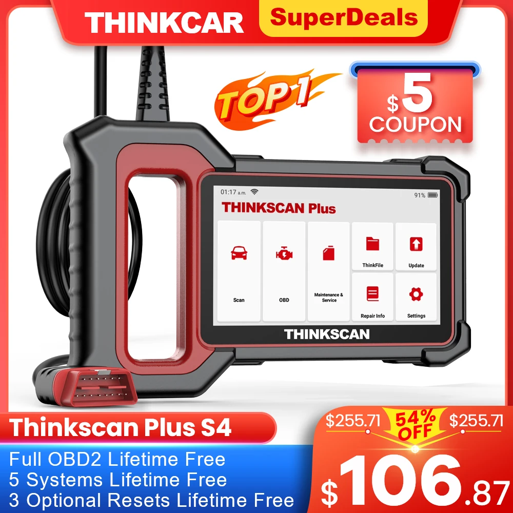 Сканер THINKCAR ThinkScan Plus S4 S5 S6 OBD2, профессиональный автомобильный диагностический инструмент, считыватель кодов, диагностика, 28 сбросов