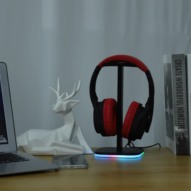 RGB Gaming Headphone Stand Computer Over Ear Headset Desk Display Holder Hanger Earphone Accessories 6