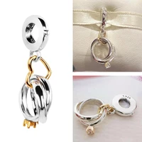 new 14k gold two tone 925 sterling silver bead wedding rings dangle charm fit original pandora bracelet women diy jewelry gift
