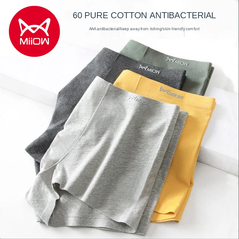 

3 PCS MiiOW Men's Underwear Cotton Boxer Briefs Men's 60 Cotton Summer Thin Antibacterial Men's Underwear
