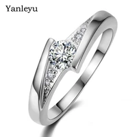 yanleyu elegant 0 5 carat cubic zirconia 925 silver color engagement rings for women wedding bands acessories jewelry pr114