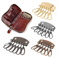 1pc metal key holder multifunction key row with 6 snap hook for handmade leather wallet key case purse bag diy accessories