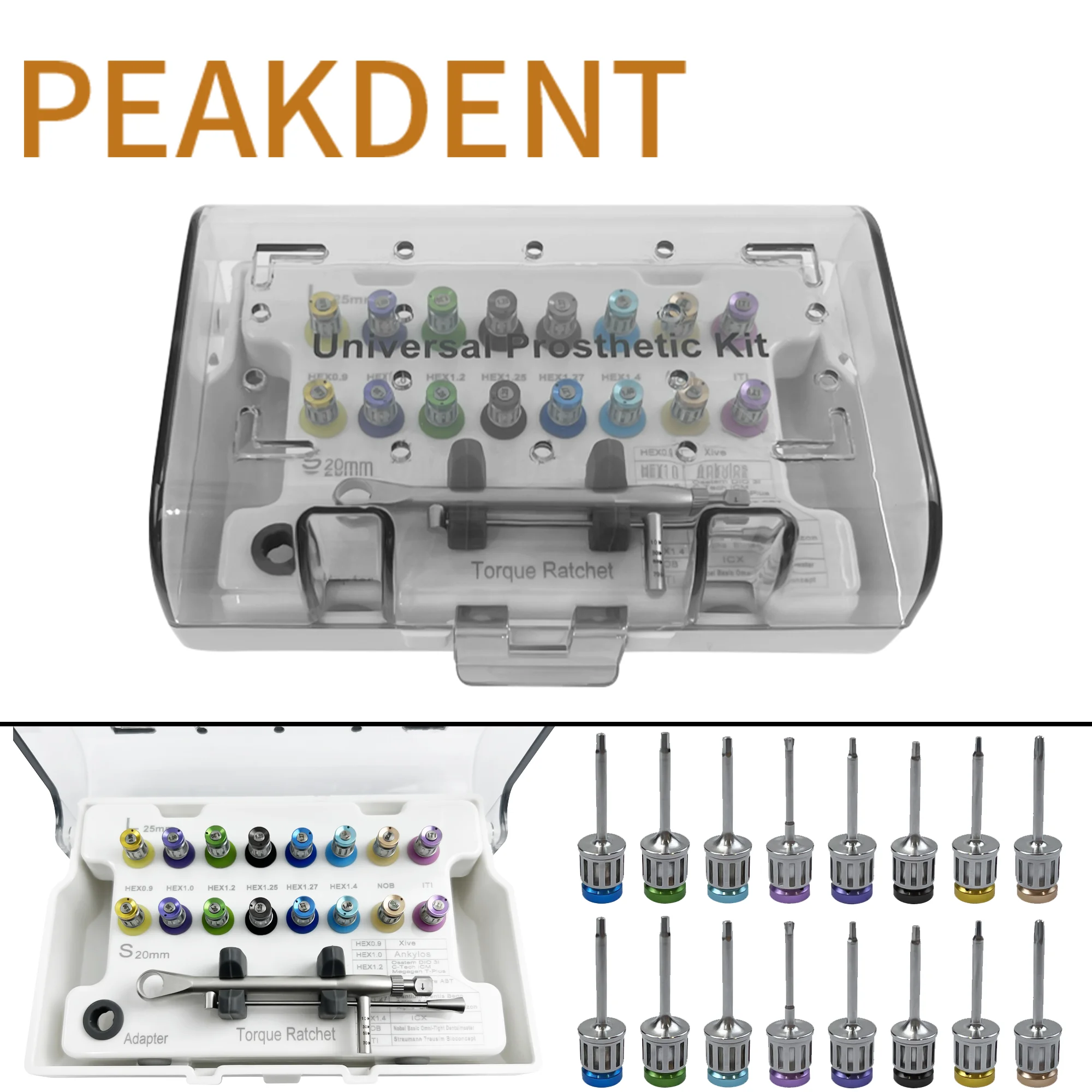 Набор для протезирования зубных имплантатов динамометрическая отвертка гаечный