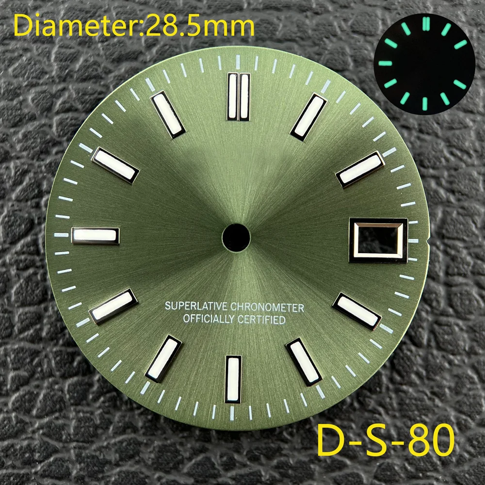 28.5mm SKX007 Dial Modified Green/Blu Luminous Dial Fit NH35 H36 Movement 3/3.8 O'clock With S Logo