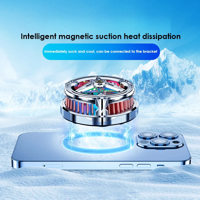 

Cooling Fans Electric Phone Fan Silent Cooler 2a Rgb Small Mobile Phone Magnetic Suction Radiator Phone Accessories Magnetic