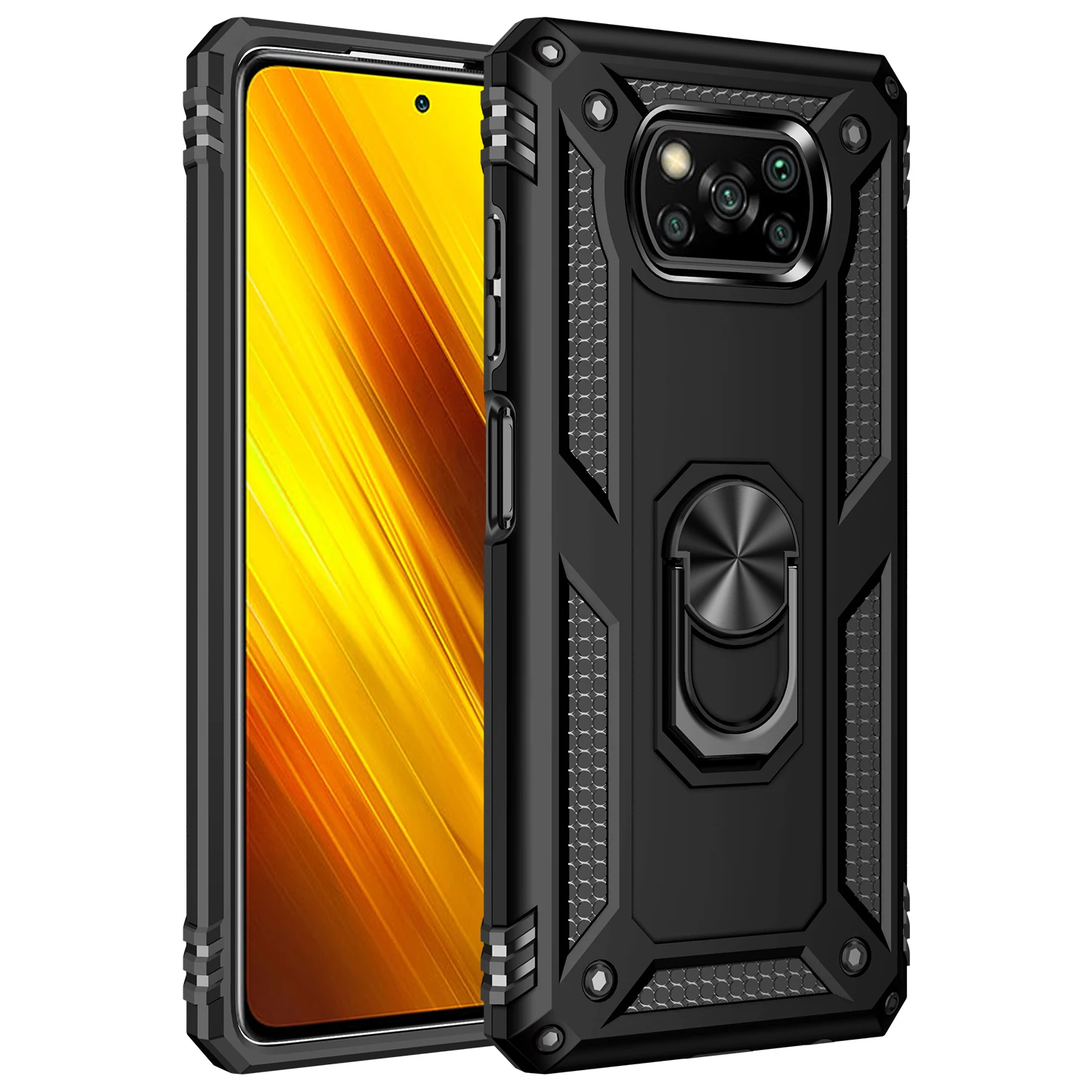 

Luxury Shockproof Phone Case For Xiaomi Poco X3 M3 M4 Pro Nfc GT F3 5G Ring Armor Rugged Car Magnetic Silicone Protective Cover