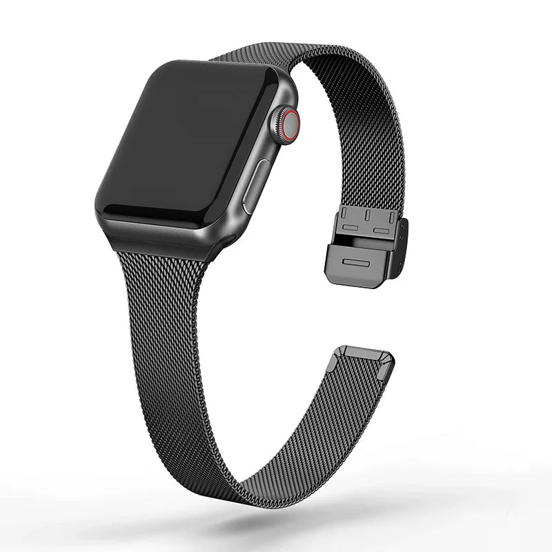 

Milanese Metal Strap For Apple Watch 45mm 44mm 42mm 41mm 40mm Slim Stainless Steel Bracelet For iWatch series 7 6 5 4 3 SE Band