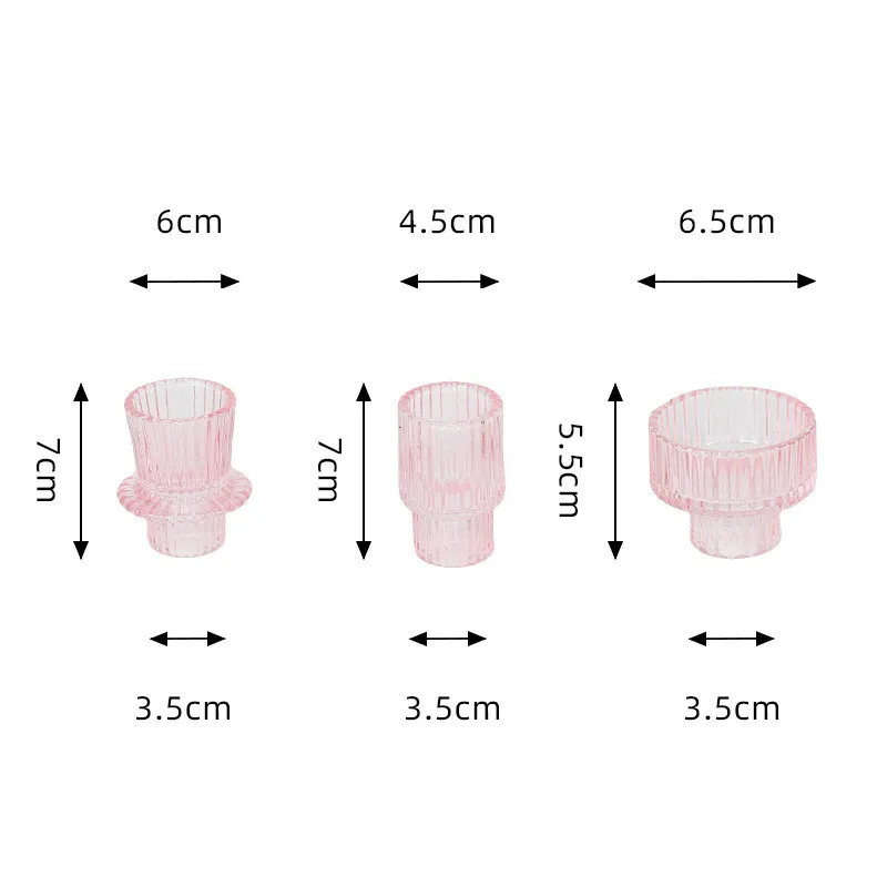 

Набор стеклянных подсвечников прозрачно-розово-зелёный
