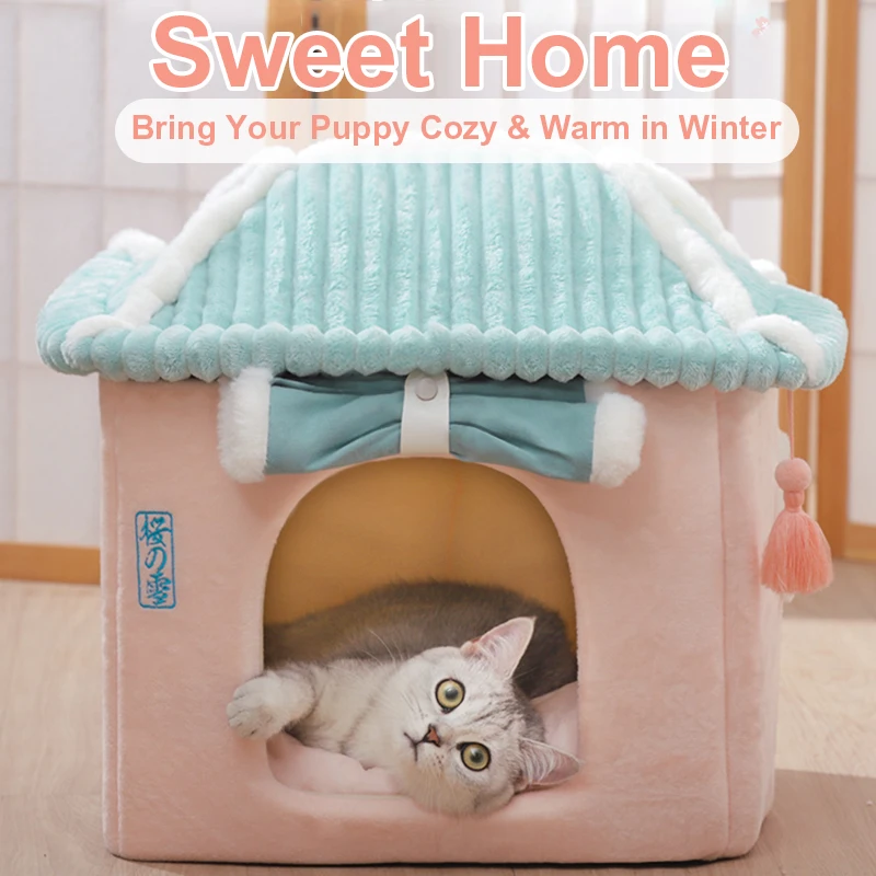 

Hoopet милый полностью закрытый дом для кошек теплый зимний дом для домашних животных супер мягкая кровать для щенков кошек от поставщиков дом...