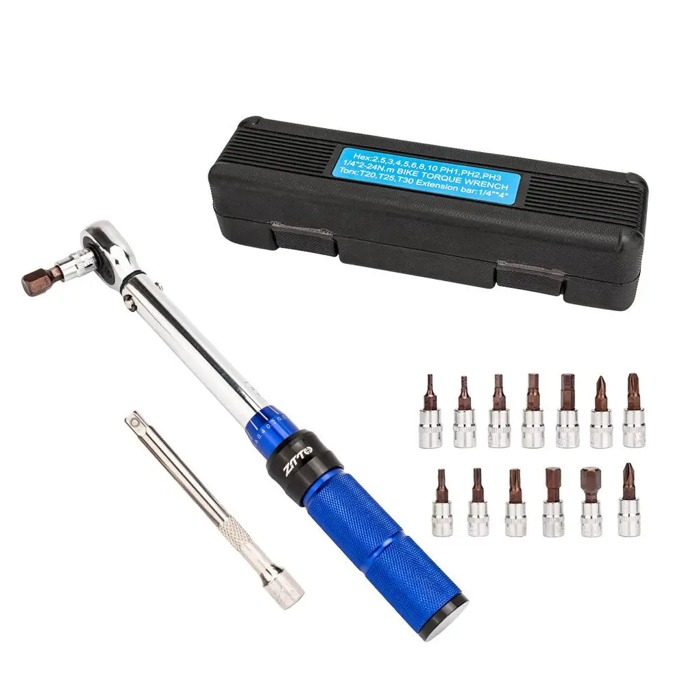 

1 Set Bicycle Ratchet Torque Wrench Set 2-24nm Torque Preset Adjustable Spanner Mountain Bike Cycling Repair Tools