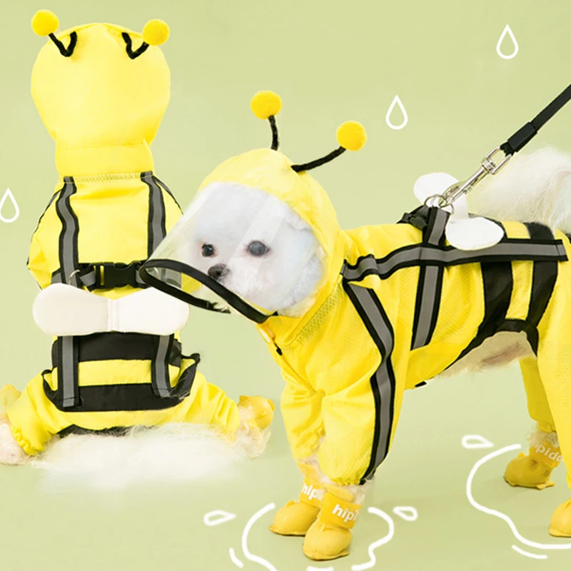Waterproof Cute Pattern Reflective Rain Coat Outdoor For Teddy Small Medium Dog Coat Clothing Pet Supplies