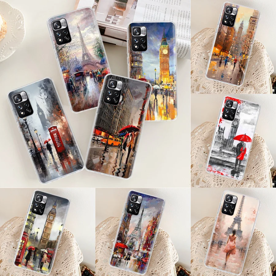 Чехол для телефона Artist London Painting Oil Xiaomi Redmi Note 11 12 Pro Plus 12S 11S 11T 11E 10S 10 9 9S 9T 4G 5G 8 8T 7
