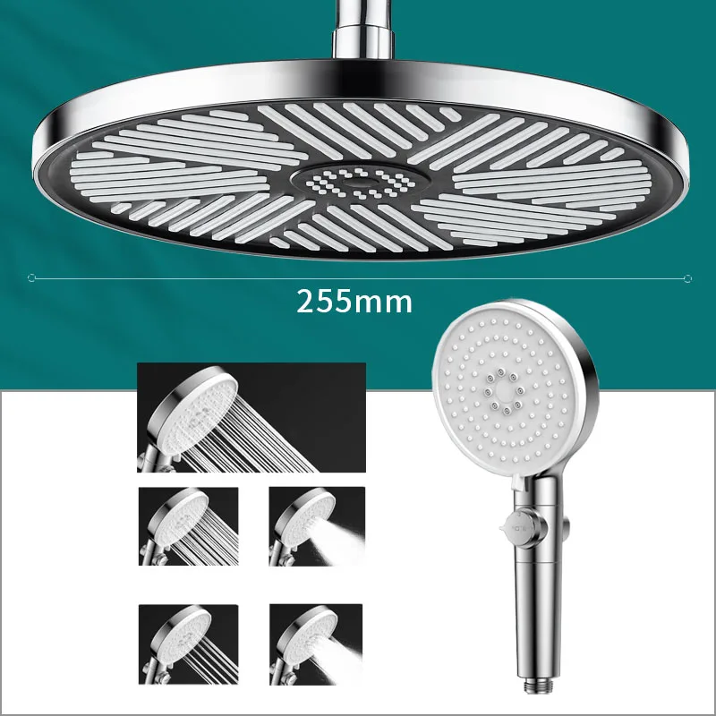 

Large Silver Bathroom 25cm Top Shower Head Rainfall High Pressure Shower Head Ceiling Top Sprayer