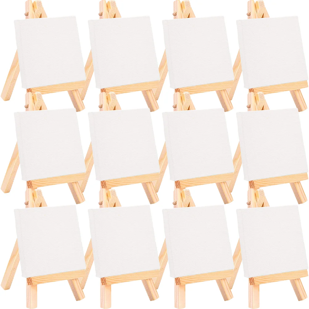 

18 Sets Mini Painting Bracket Blank Canvas DIY Supplies Frames Delicate Kids Easel Crafted Picture Multi-function