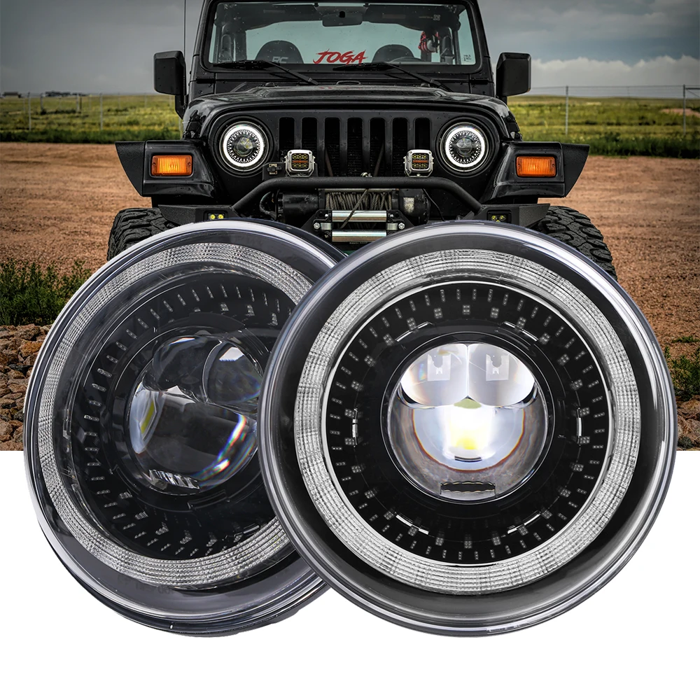 

2022 Upgraded Anti-glare 7 Inch Led Headlight Round,Halo DRL Turn Signal Hi/Lo Sealed Beam For Jeep JK Chevy Ford GMC Dodge etc