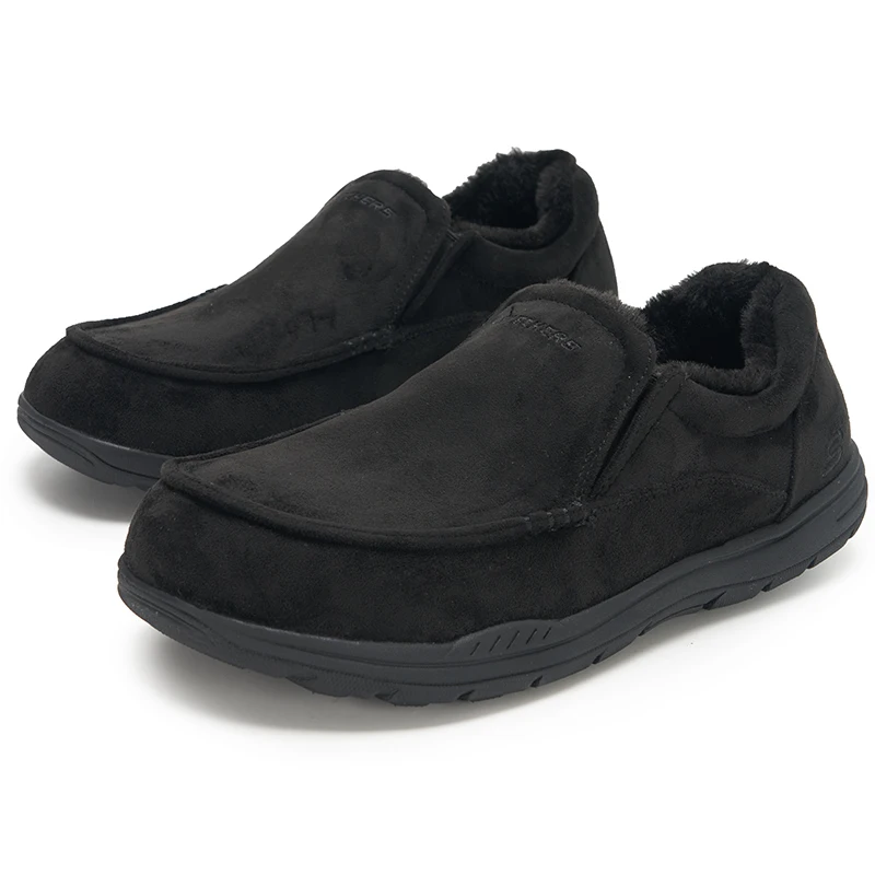 Фото Мужские зимние лоферы Skechers 66445‑BLK с флисовой подкладкой, нескользящие, теплые, повседневные, комфортные, новинка 2026 года. №3