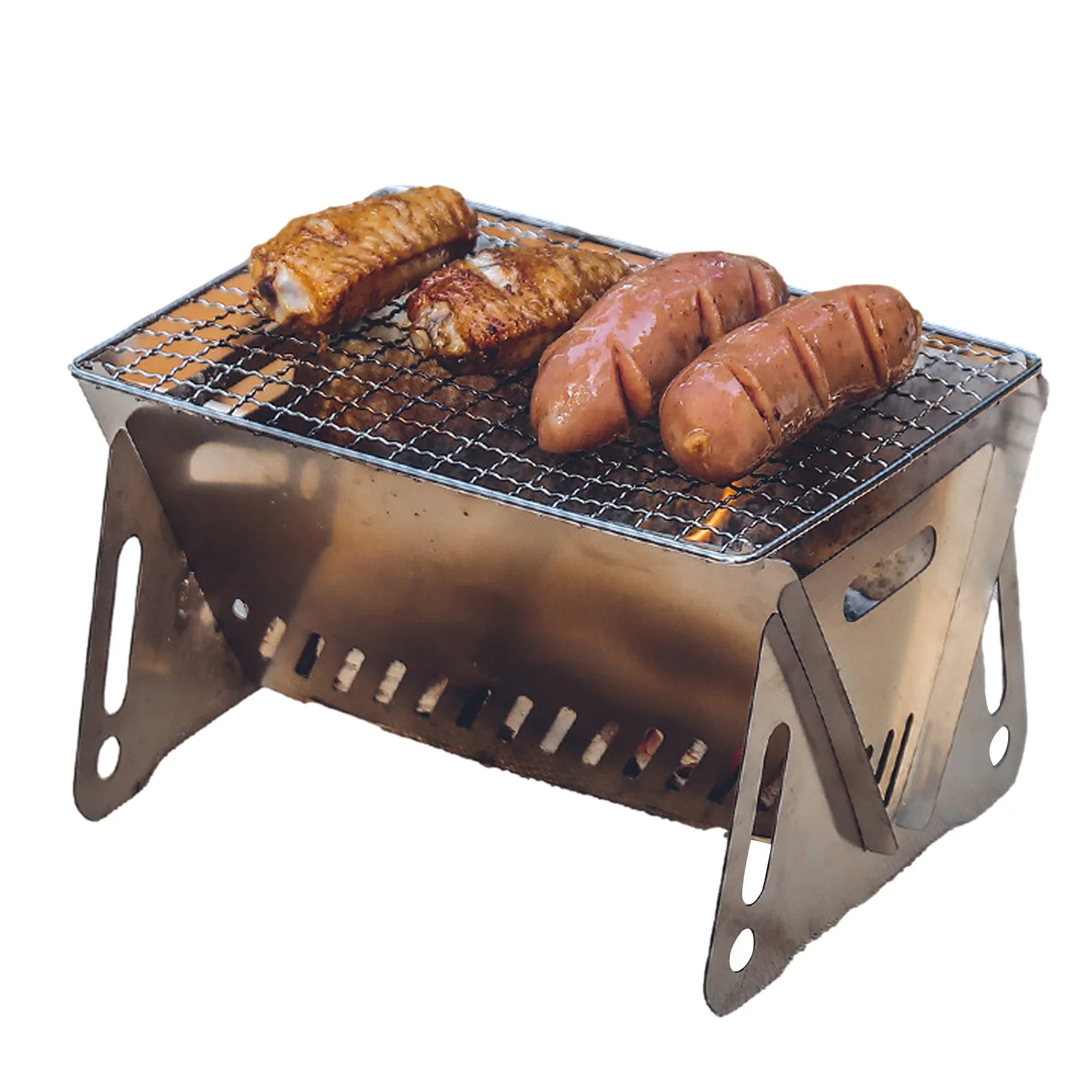 

Portable Charcoal Grill Wood Burning Camping Stoves Heavy-Duty Campfire Cooking Equipment Over Fire Camp Grill For Outdoor Open