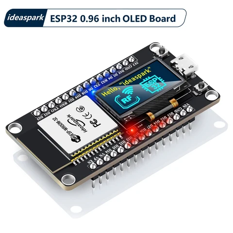 Ideaspark®Макетная плата ESP32 с OLED-дисплеем 0,96 дюйма, CH340, беспроводной модуль WiFi + BLE, Micro USB для Arduino/Micropython