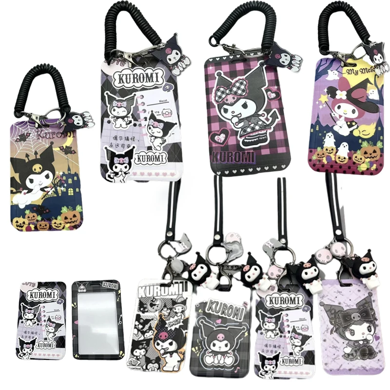 

Kawaii Anime Kuromi My Melody Graphic Print Portable When Going Out Student Id Case with Lanyard Anti-Lost Card Cover
