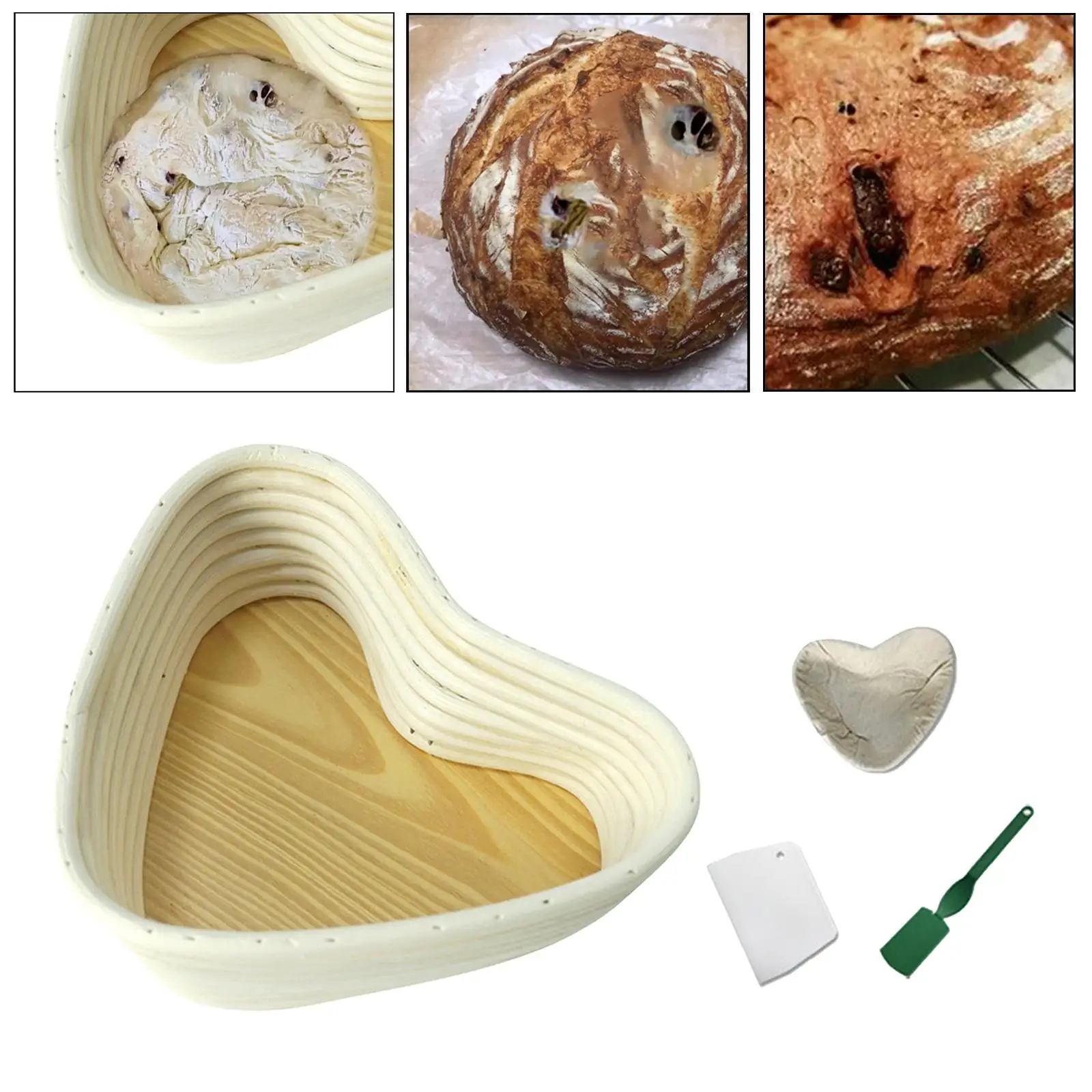 

Handmade Bread Proofing Basket and Scraper with Cloth Liner Dough Cutter Professional Baking Tool Small Tools for Bread Baking