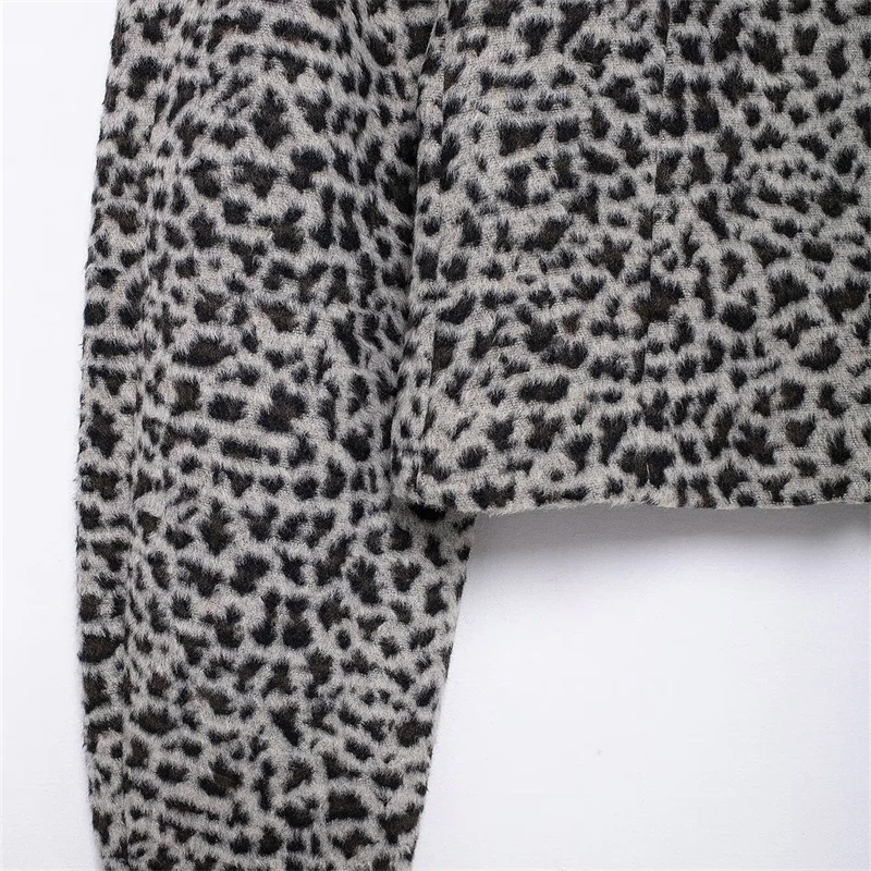 KEYANKETIAN 2024 осень/зима новая женская шерстяная куртка с леопардовым принтом