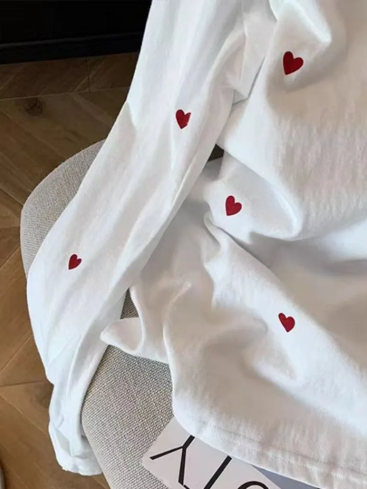 Белая рубашка с длинными рукавами и принтом Любовь женская весна 2023 новый