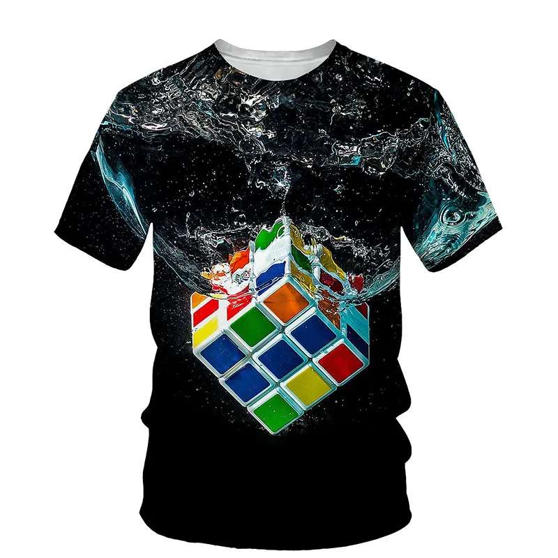 

Exploding Rubix Rubiks Rubics Cube Present Gift For Kids Tshirt Unisex Casual Tops Summer Leisure Loose Tee Men/Women Gift