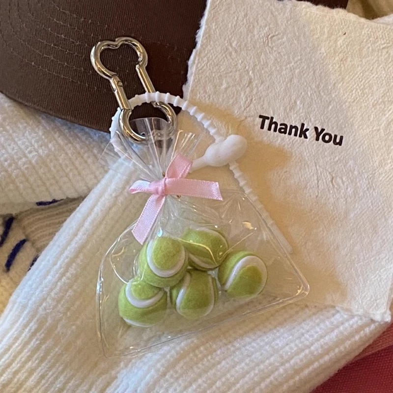 Милый спортивный мини-брелок с теннисным мячом зеленый цвет кулон брелок для