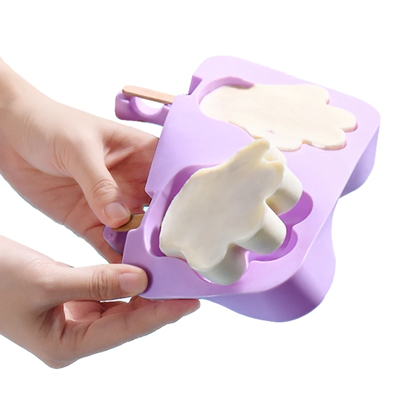 

3 Hole Easy Release Silicone Mold Ice Cream Popsicle DIY Maker Moulds Food Grade Tray BPA Free Handmade For Home Kitchen Tools