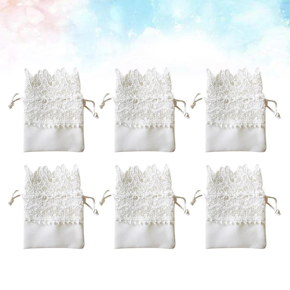 

10pcs Luxury Lace Drawstring Bag Jewelry Gift Storage Pouches Drawstring Cloth Bags Wedding Candy Bags (White)