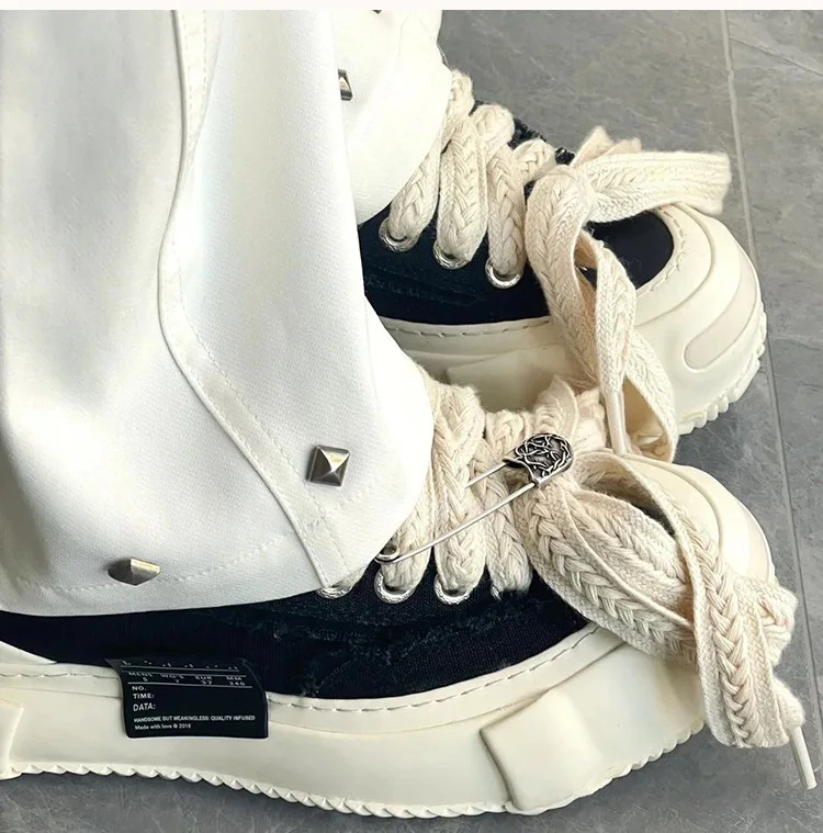 2023 Autumn New Style Casual Lace Up Beggar Shoes Women's Open Laughing Thick Soled Canvas Shoes