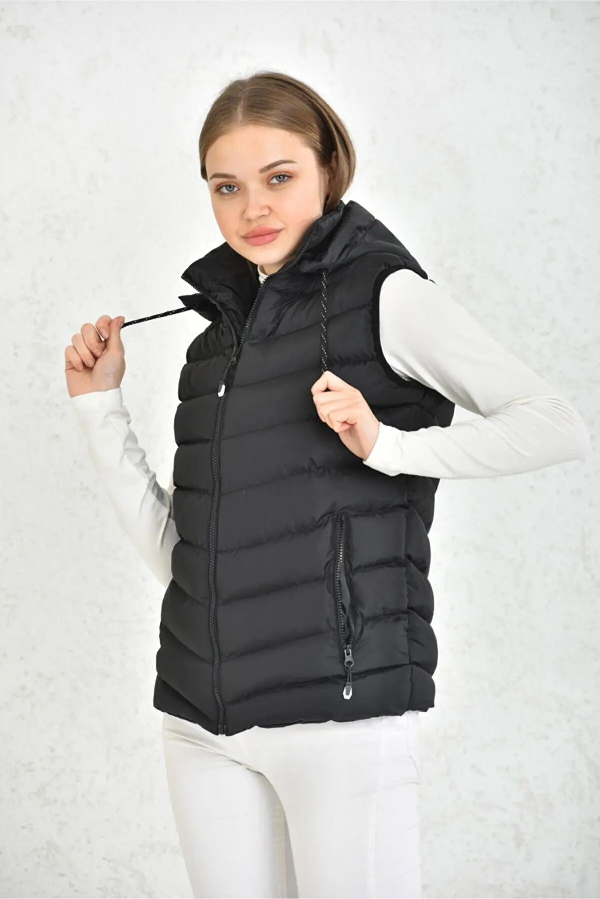 

Unisex Black Gel Fill Hooded Swelling Vest Sun Protection for Women Blazers and Jackets Clothing 160190293