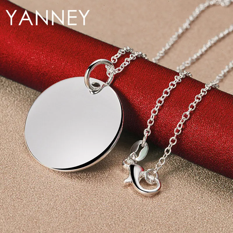 Ожерелье женское из серебра 925 пробы с гладкой круглой поверхностью 16-30 дюймов