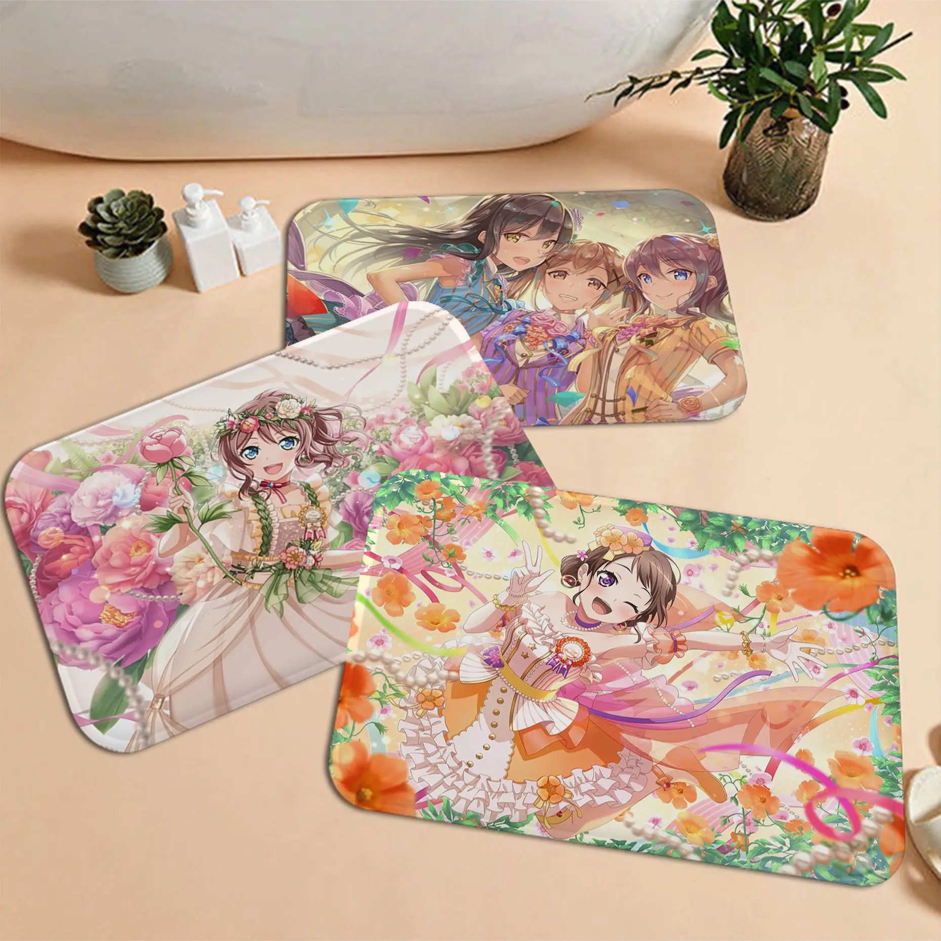 

BanG Dream Room Mats Anti-slip Absorb Water Long Strip Cushion Bedroon Mat Doormat Area Rug