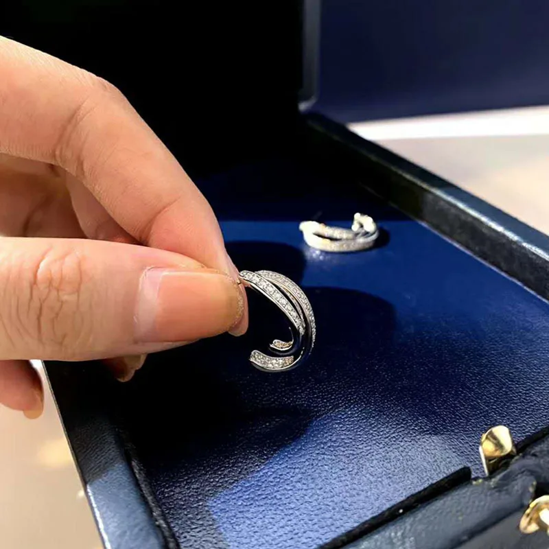 Boucles d'oreilles en diamant et argent Sterling 925 pour femme et fille, bijoux créoles à haute teneur en carbone, à la mode, de luxe, cadeau de mariage