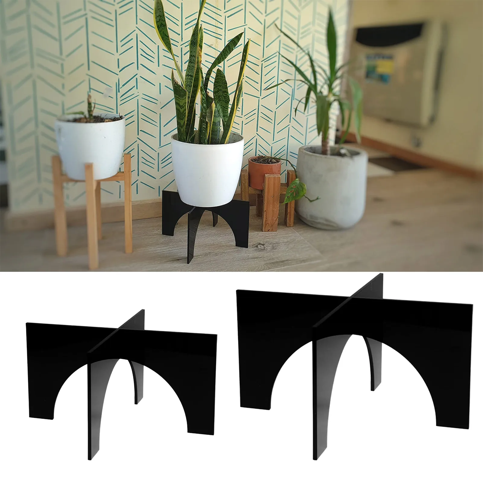 

1PCS Flower Pot Rack Bonsai Holder Home Garden Indoor Display Plant Stand Shelf Strong Free Standing Acrylic Planter Pot Trays