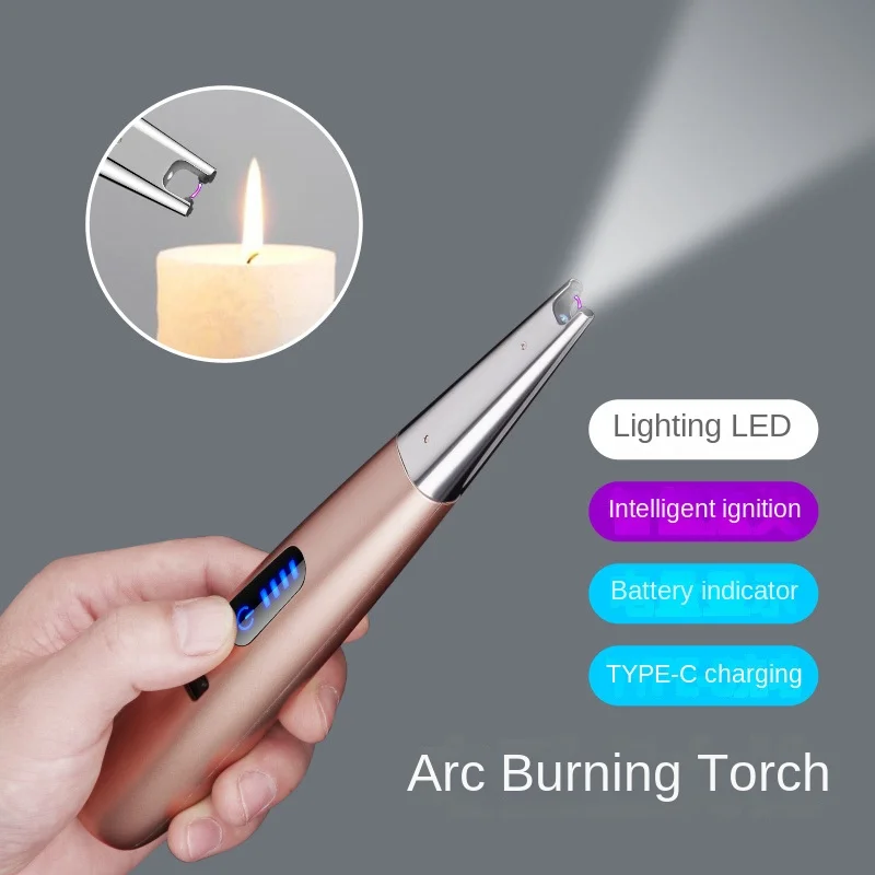 New Kitchen Arc with LED Lighting Burning Torch USB Pulse Intelligent Ignition Type-C Charging Interface Outdoor