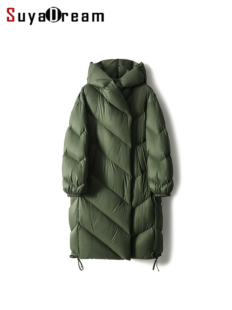 SuyaDream, женское длинное пуховое пальто с капюшоном