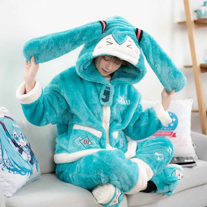 Зимняя свободная теплая Пижама Hatsune Miku серии Happy Home Y2k комплект плюшевой домашней