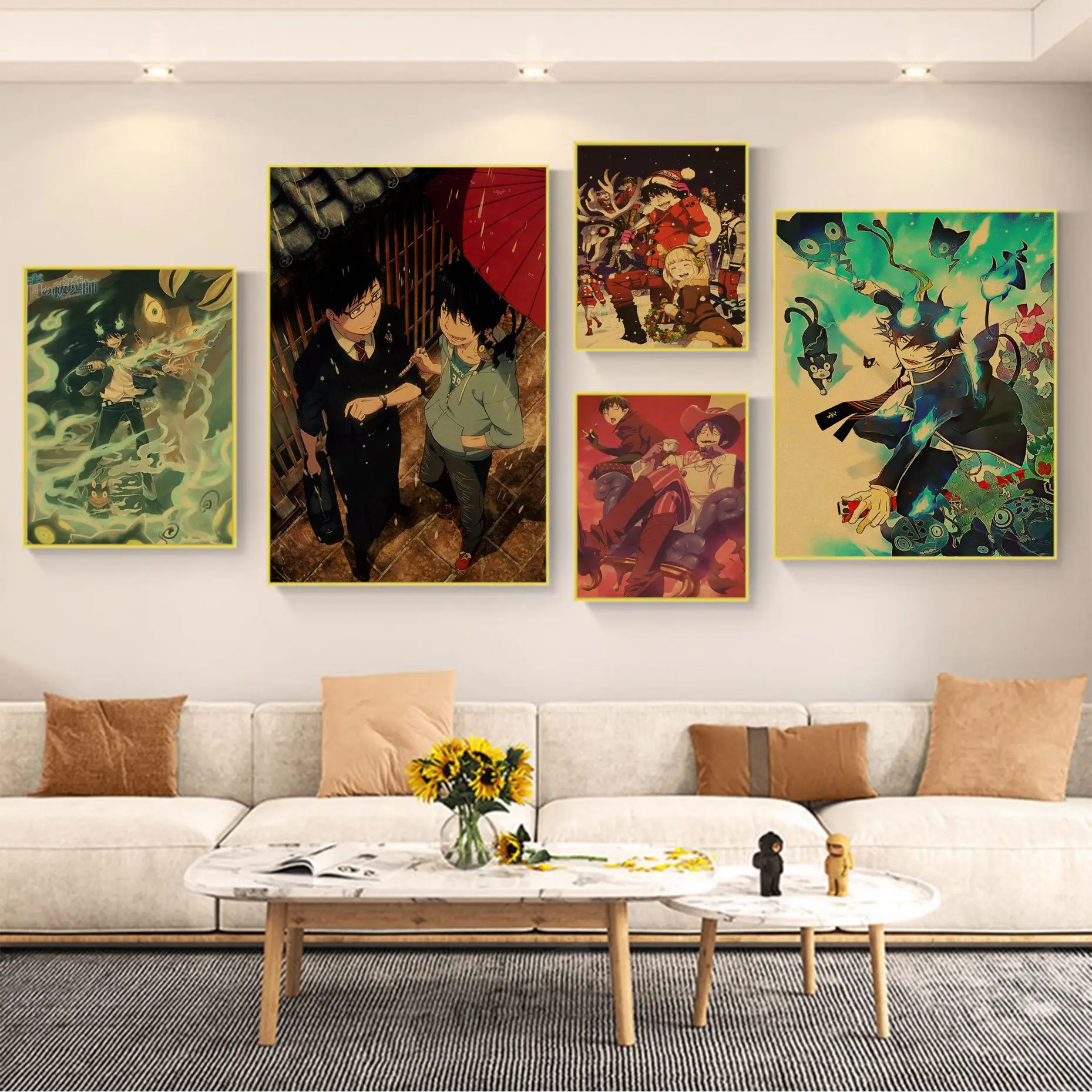 

Popular Japanese Anime Blue Exorcist Classic Movie Posters Kraft Paper Prints and Posters Nordic home decor
