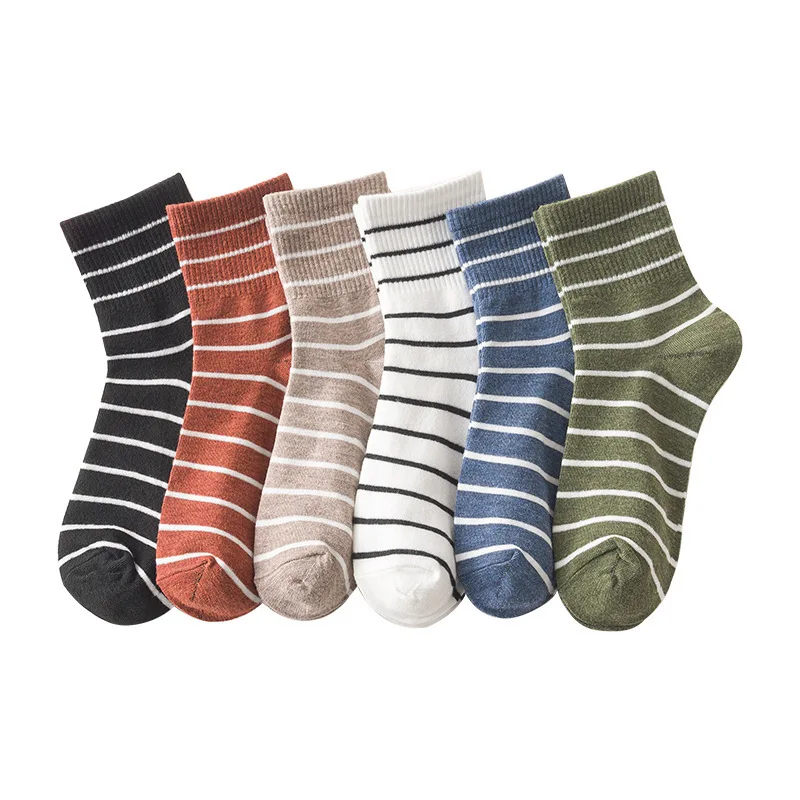 Retro Striped Socks Children's Women Medium Tube Socks Spring and Autumn Cotton Stockings Korean Cute Stockings Japanese Socken