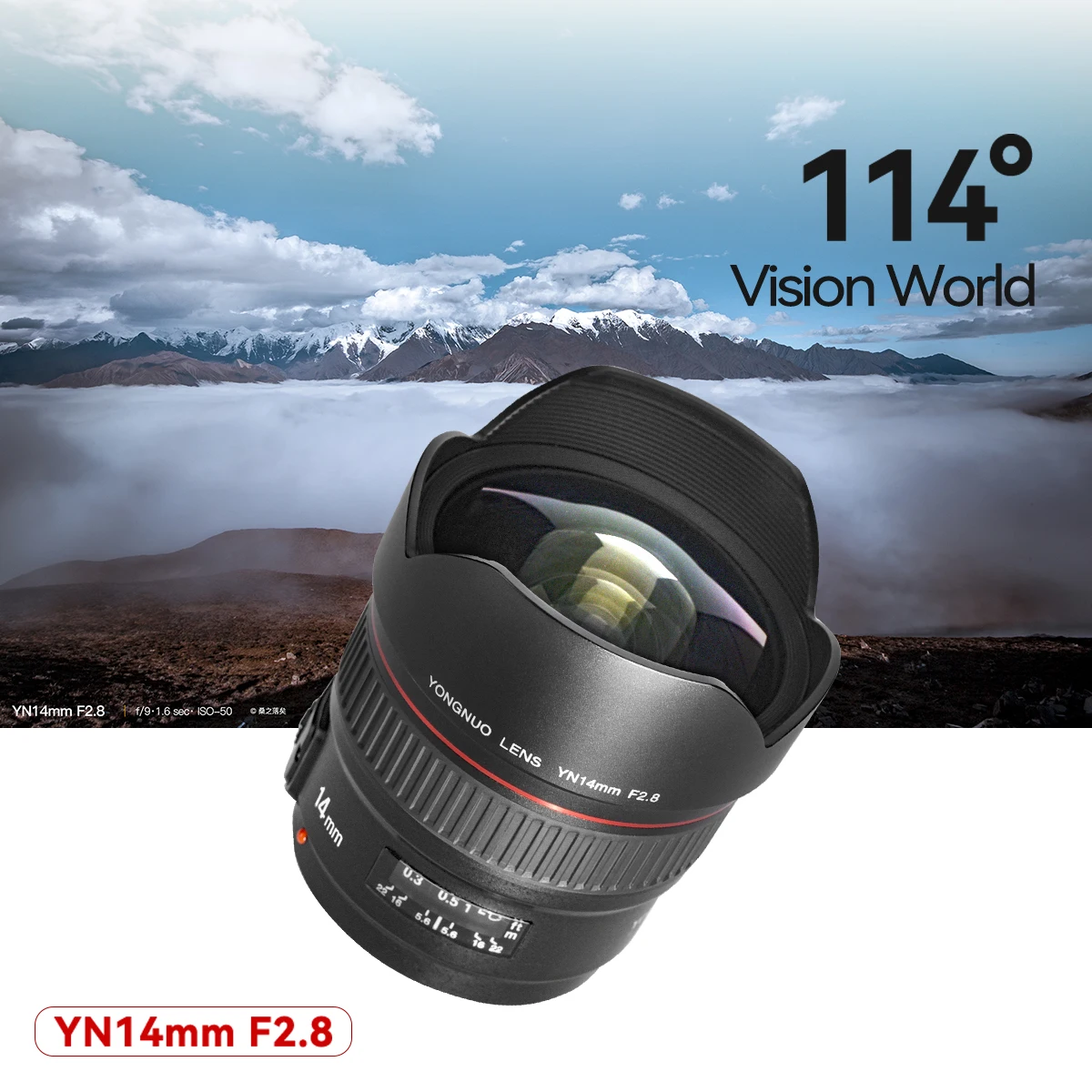 Объектив Yongnuo YN14mm F2.8 AF MF с автофокусом, ультраширокоугольный объектив с фокусным расстоянием 14 мм для цифровой зеркальной камеры Canon 5D Mark III IV 800D 760D 80D 7D