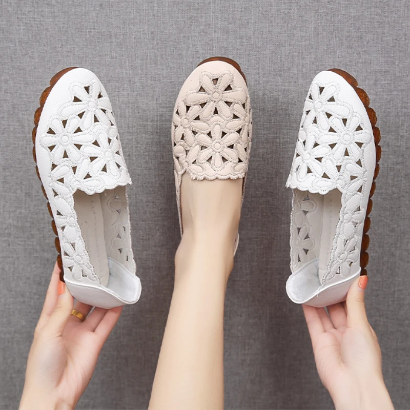 

Women Flats Slip on Loafers Square Toe Flats for Women Single Shoes Hollow Out Fashion Flat Bottom Comfort Casual Shoes Ladies