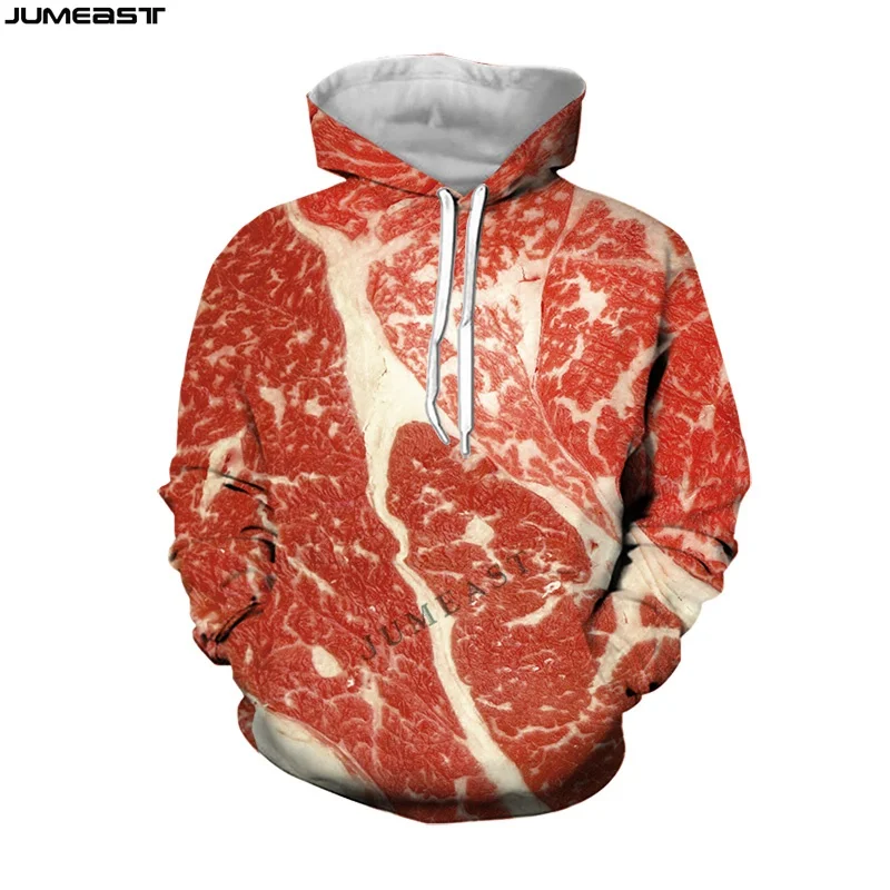 

Jumeast Men's Hoodies Food Meat Women's Sweatshirt 3D Oversized Coat Streetwear Harajuku Tracksuit Funny Spring Autumn Pullover